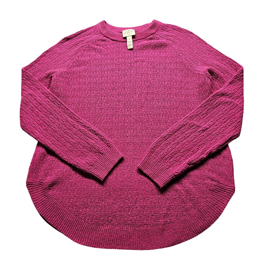 St. John's Bay Pullover Sweater Womens M Pink Textured Crew Neck Long Sleeve